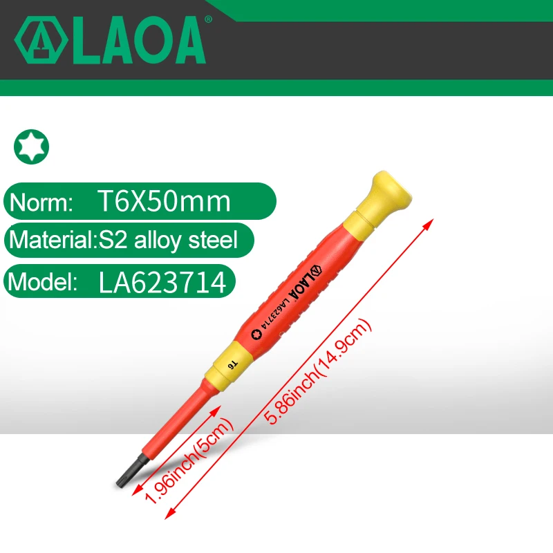 LAOA geïsoleerde precisieschroevendraaier, een kruiskleine schroevendraaier om brillen, klokken en horloges te verwijderen, mobiele telefoon, notebook