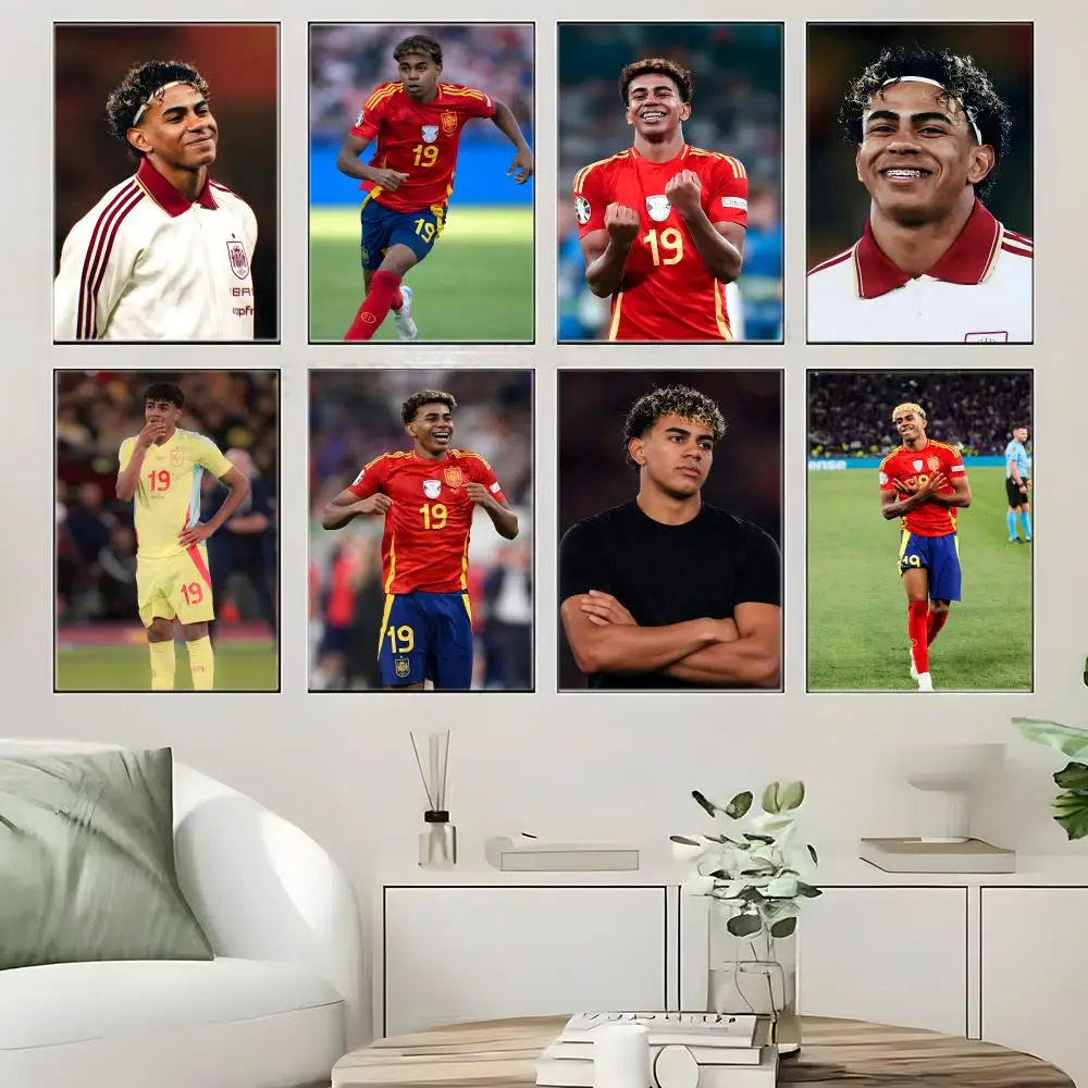 Soccer Player L-Lamine Yamal Poster  Self-adhesive Art Waterproof Paper Sticker Coffee House Bar Room Wall Decor