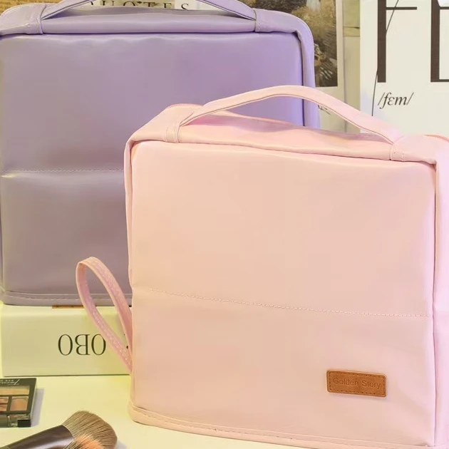 

Standable Makeup Bag Multi-layer Partition Storage Bag Luxury Foldable Portable Travel Toiletry Bag
