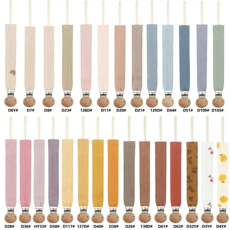 

D0JC Baby Cotton Pacifier Chain Beech Pacifier Clip Infant Teething Holder