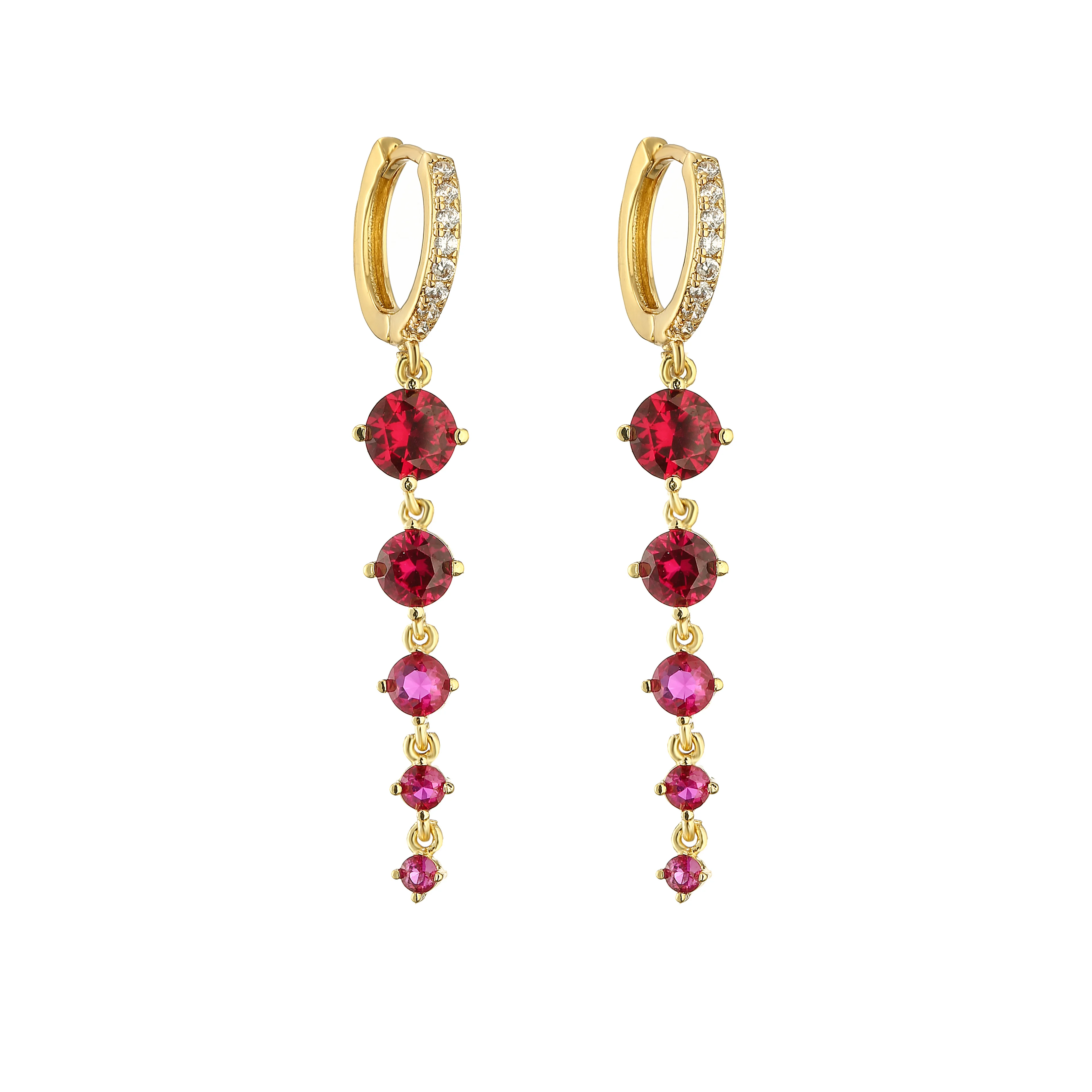 HECHENG,Gold Plated Round Zircon Long Tassel Earrings for Women Feamale Earrings  High Quality Brass Sparkling Luxury Jewelry
