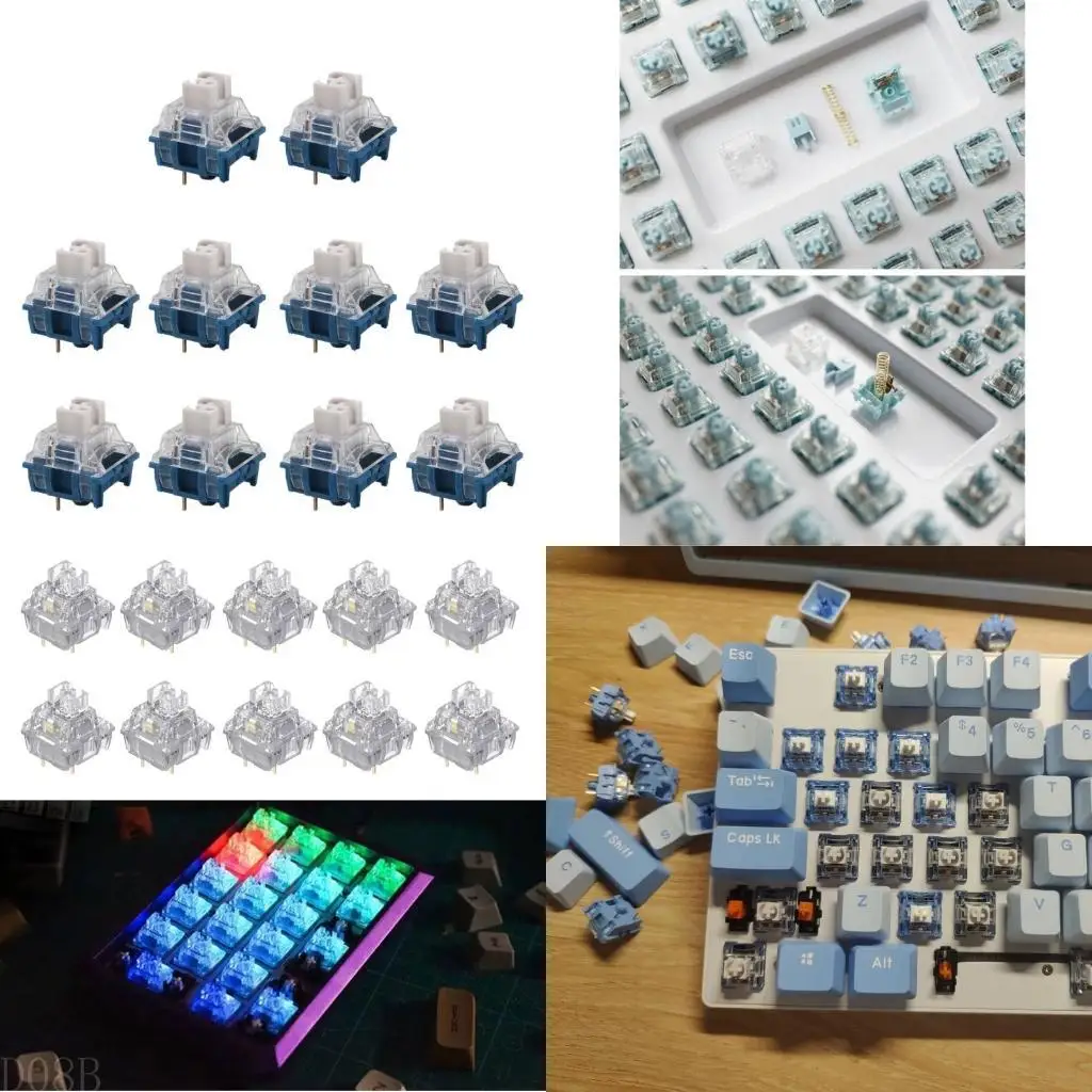 

D08B Mechanical Gaming Keyboards Switches 10Pcs Silence TTCs Silence Bluish White V2V3 Switches