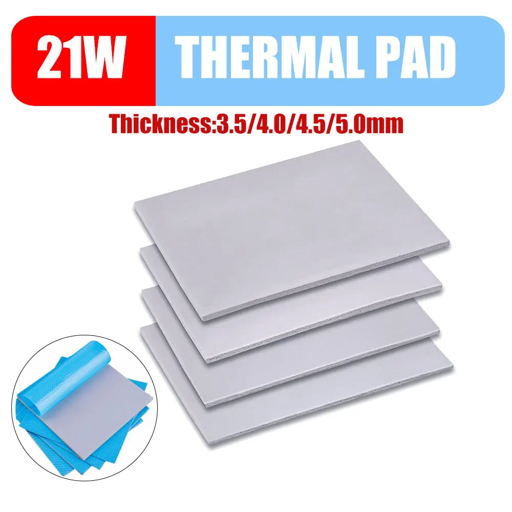 

Термопрокладка 21 Вт/мК, 3.5/4.0/4.5/5.0 мм, высококачественная мягкая силиконовая термопрокладка для охлаждения процессоров и графических процессоров, теплопроводящая силиконовая прокладка