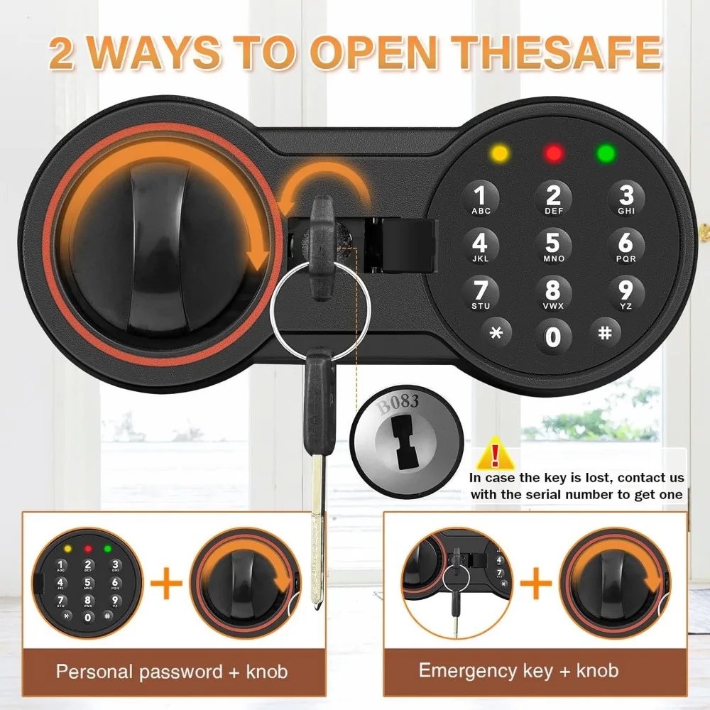 Large 3.3 Cubic Foot Home Safe - Fireproof, Waterproof, Anti-Theft with Digital Keypad, Spare Keys, and Removable Shelf