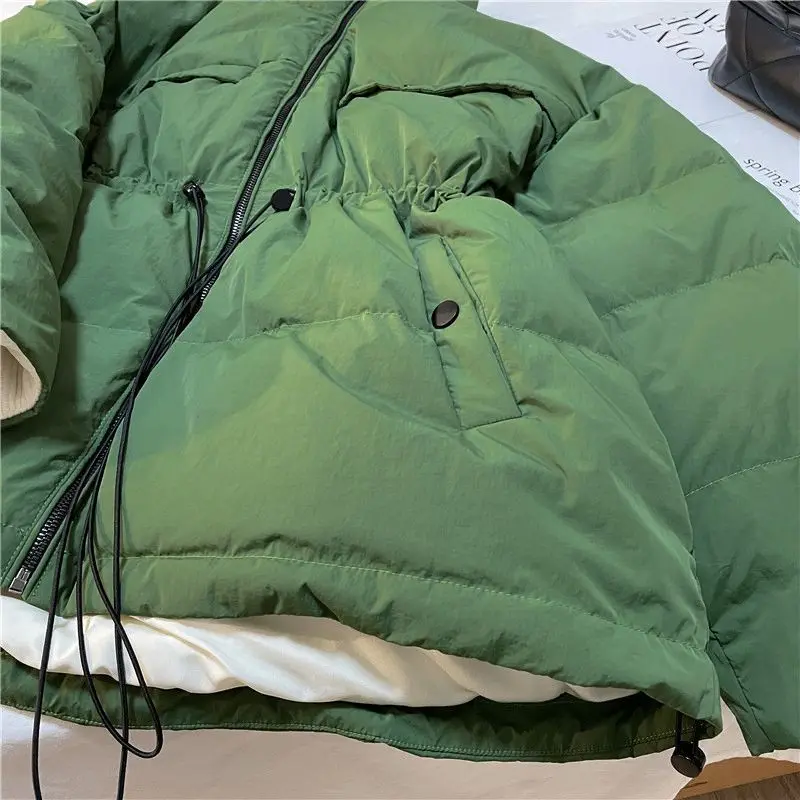 2025年カジュアル冬服新作ジャケットウエスト細め切り替えコントラストカラー保温ダウンコットン服大きいサイズハイストリート