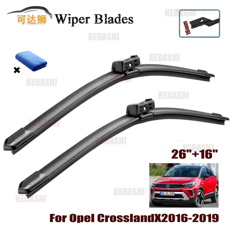 

Для Opel Crossland X 2016 2017 2018 2019 автомобильные щетки стеклоочистителя переднего стекла щетки дворников автоаксессуары 26 "+ 16"