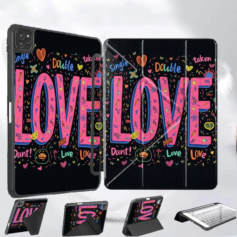 

Fun Cartoon LOVE Print Holder Cover Tablet Case For iPad Mini 6 7 Pro 2025 Air 4 5 M3 M2 M4 11inch Pro 11th 10th 9th 8th 7th