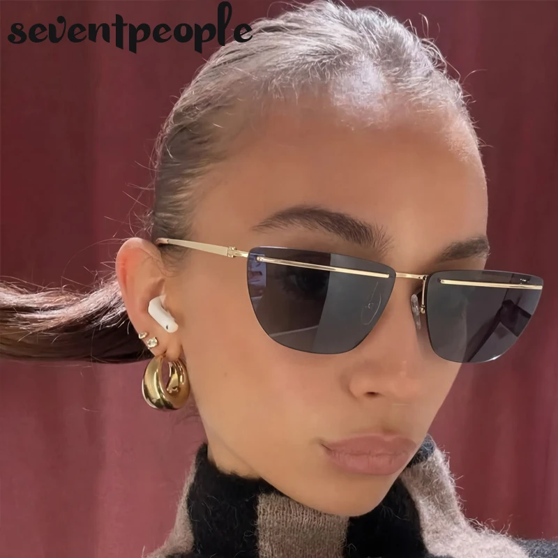 

Rimless Square Y2K Punk Sunglasses Women 2026 Luxury Brand Trendy Metal Frame Travelling Sun Glasses Vintage Streetwear Shade