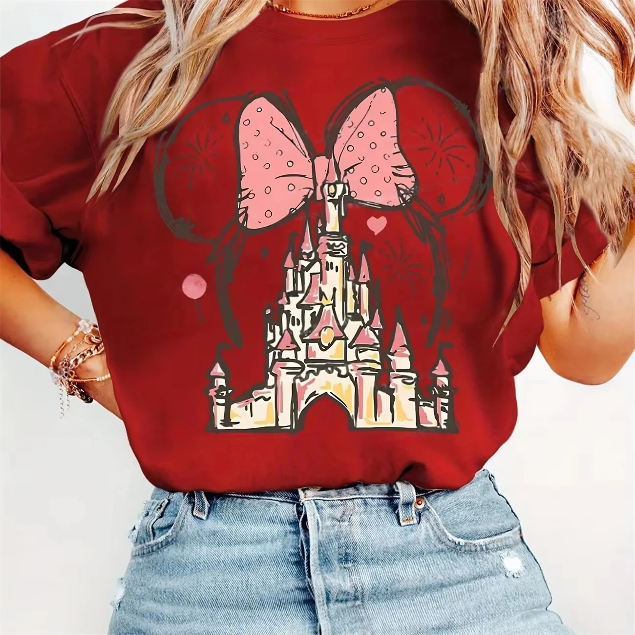 2026 new Castle oversized T-shirt - High-quality comfortable fairy print - Suitable for both men and women - Casual adult size