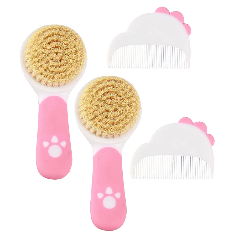 2Set Baby Brush Comb Set Soft Bristles Gentle Hair Care for Newborns Toddlers Cradle Cap Removal Easy Detangling Lightweight