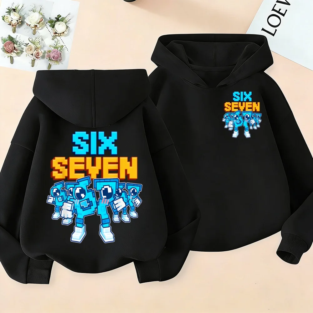 

Children's new 67 fun number double-sided printed hoodie, high-quality soft street style fashion hooded sweatshirt