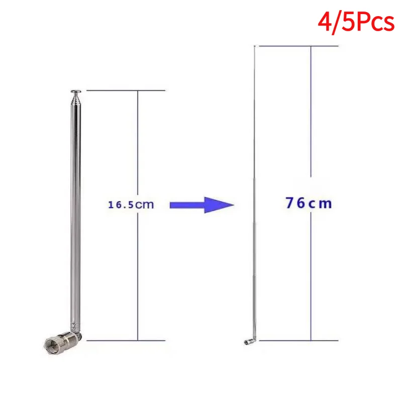 4/5Pcs AV Stereo Receiver Amplifier Rod Antenna 3.5mm Adapter FM Radio Antenna Telescopic Screw F Type Male Plug Connector.