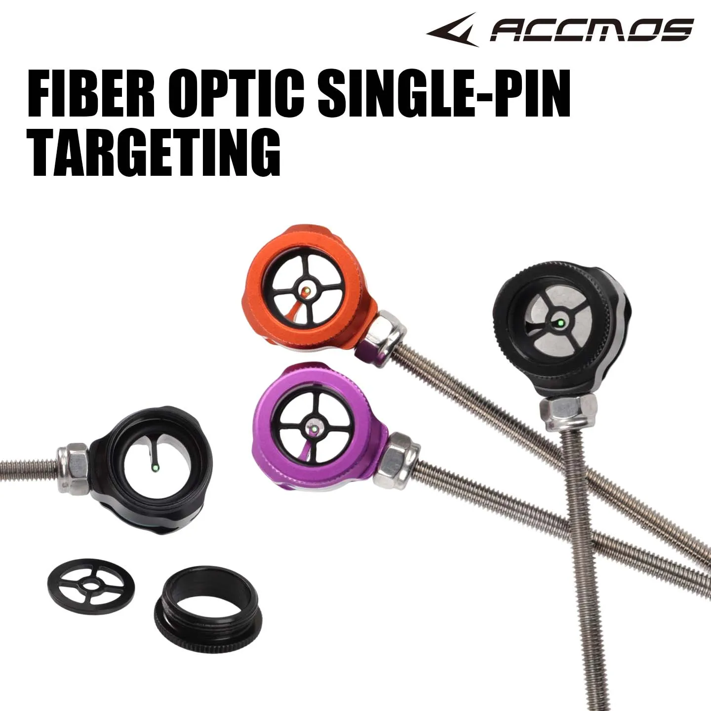 ACCMOS Single Needle Aiming Point Recurve Bow Sight with Optical Fiber 8-32 Thread