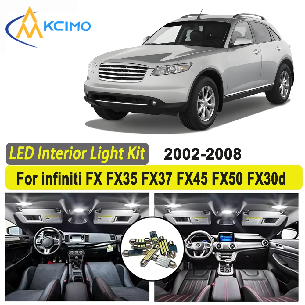

Kcimo For infiniti FX FX35 FX37 FX45 FX50 FX30d (2002-2008) Premium Bright LED Interior Dome Map Trunk Light Kit Car Led Lamps