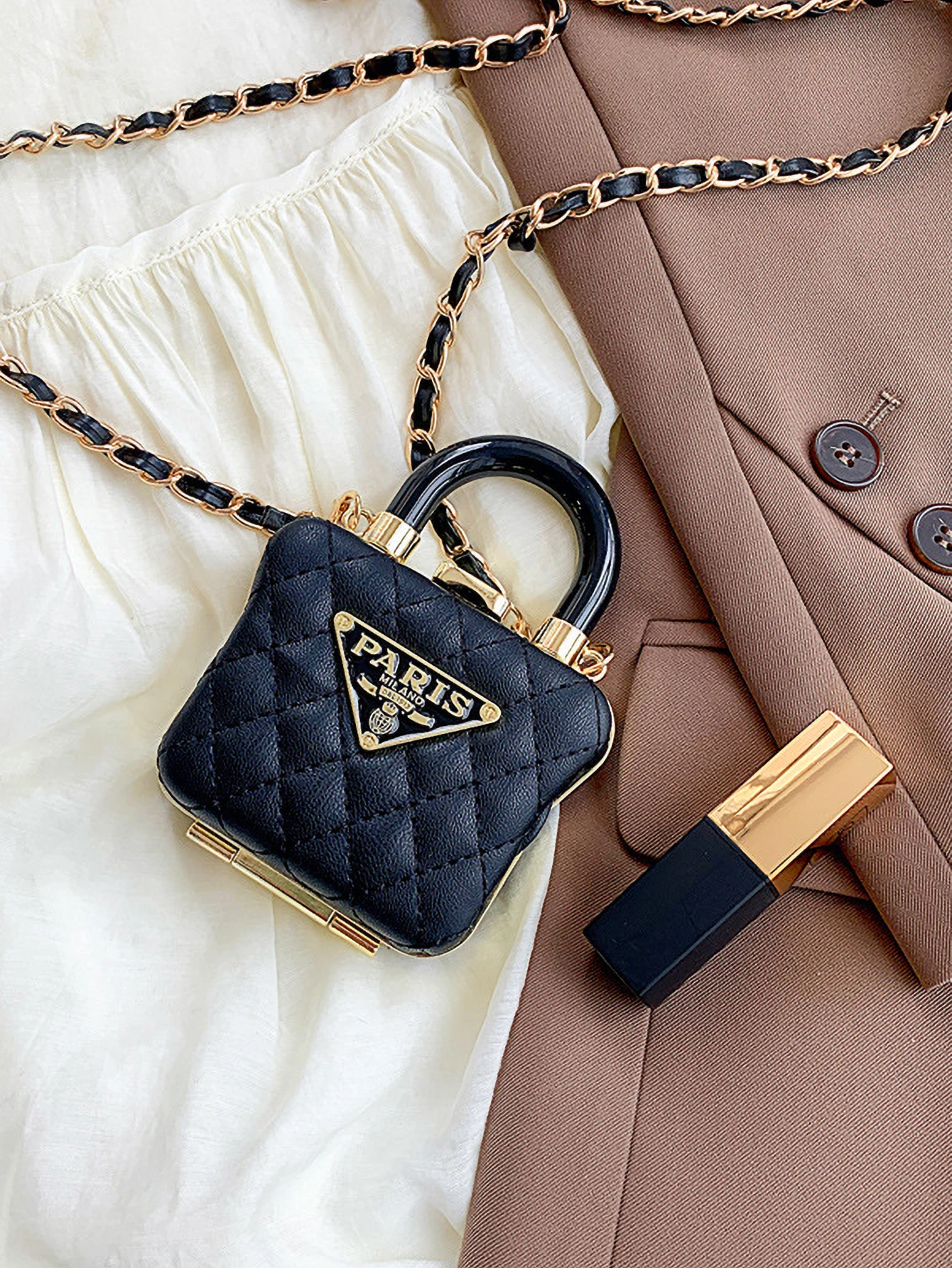 2025 새로운 미니 입 빨간 봉투 단색 PU 체인 미니 어깨 대각선 크로스 가방