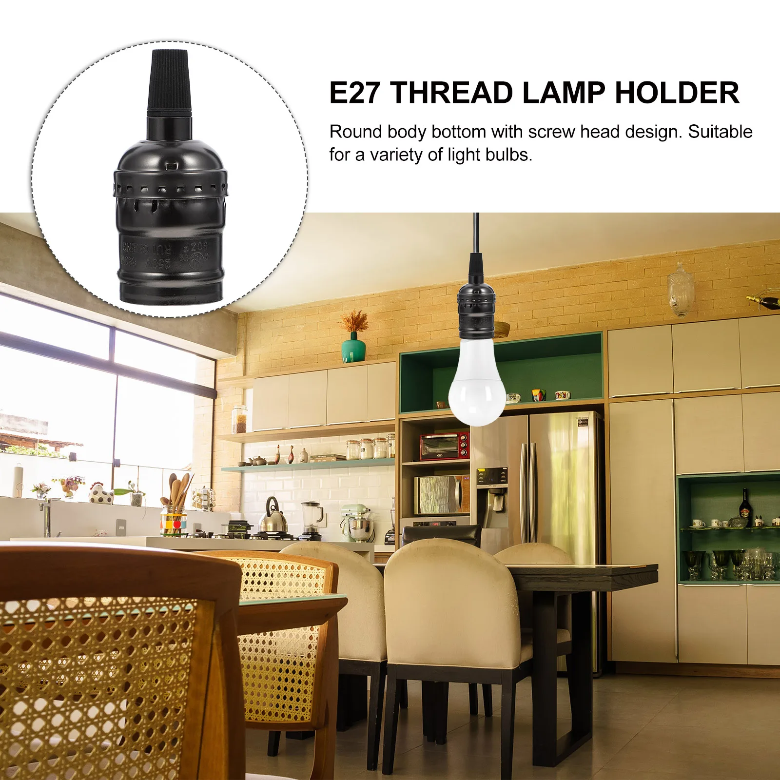 

2pcs Aluminum Lamp Head E27 Thread Holder Black Vintage Light Bulb Base Pendant Socket Ceiling Mount Easy Install Lighting