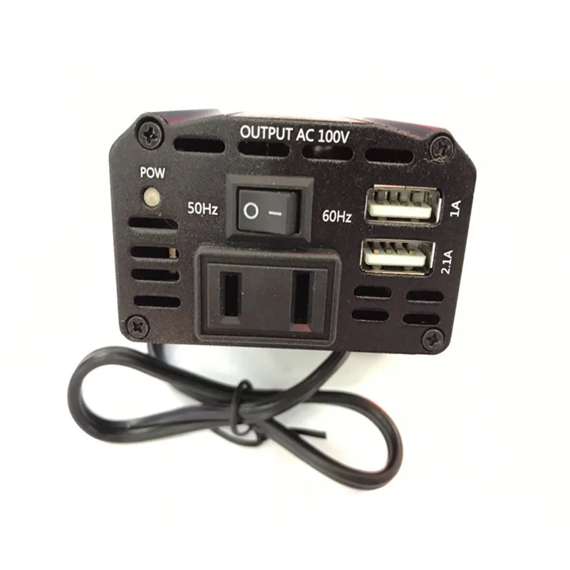 Car Inverter DC12V to AC 110V 150W Power Converter 12v to 110v Inversor Adapter Modified Sine Wave Power w/ USB 2.1A 1A Charger