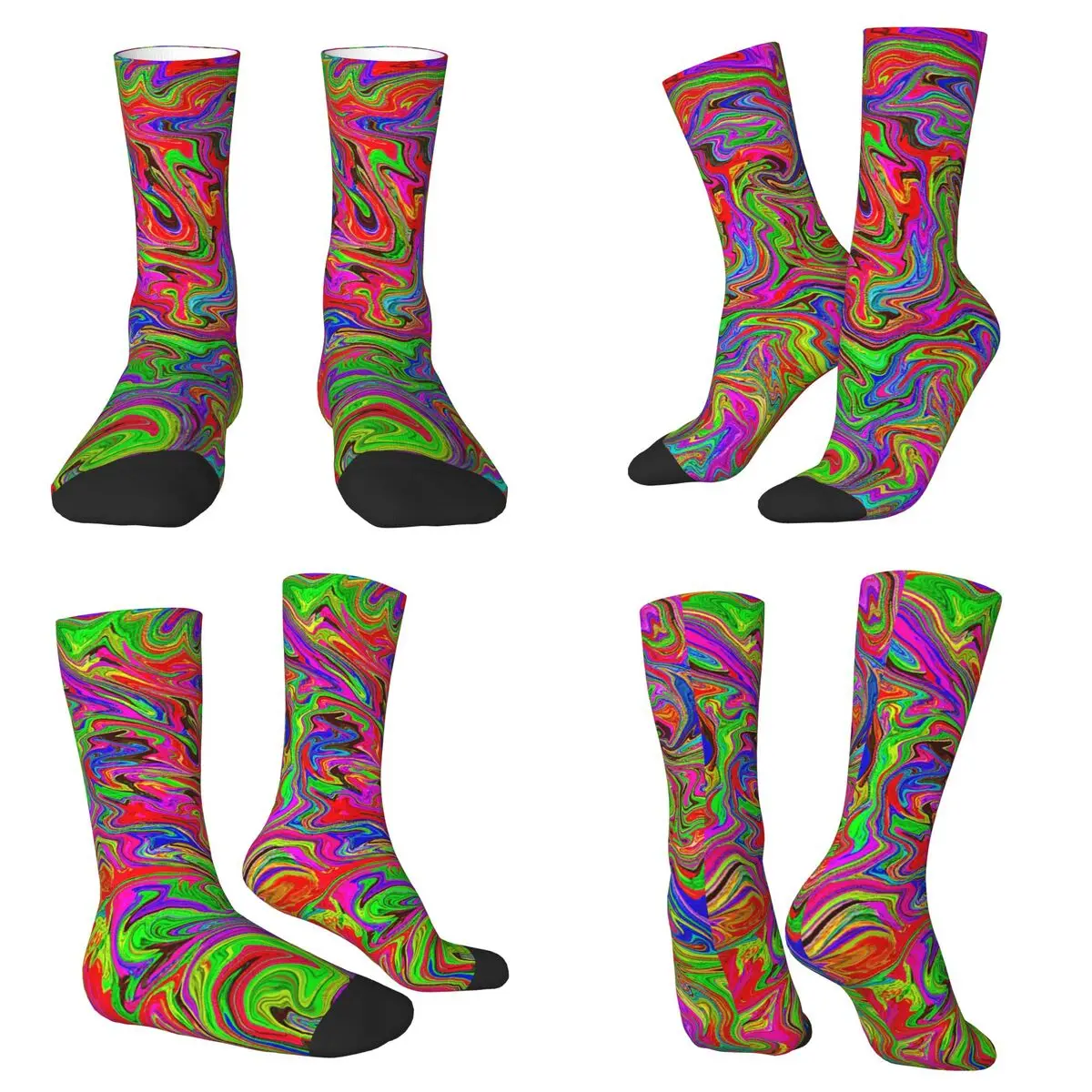 

Носки с абстрактным волнистым принтом в стиле Харадзюку, впитывающие пот чулки, всесезонные длинные носки, аксессуары для подарка на день рождения унисекс