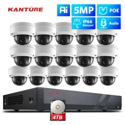 KANTURE-sistema de cámaras de seguridad CCTV para interiores y exteriores, Kit de cámaras de Audio impermeables, H.265, 16CH, 5MP, 5MP, POE, a prueba de vandalismo, 4K, NVR, XMEYE