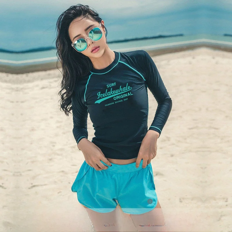 

Женский гидрокостюм Divemaster из нейлона с длинными рукавами, двухсекционный, утягивающий, быстросохнущий, термо, для серфинга, модель Sea Anemone