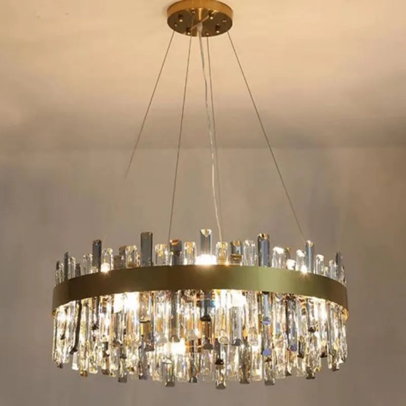 Lustre de cristal k9 dourado moderno e luxuoso de alta qualidade para sala de estar, sala de jantar, quarto interno, luminárias de alta qualidade