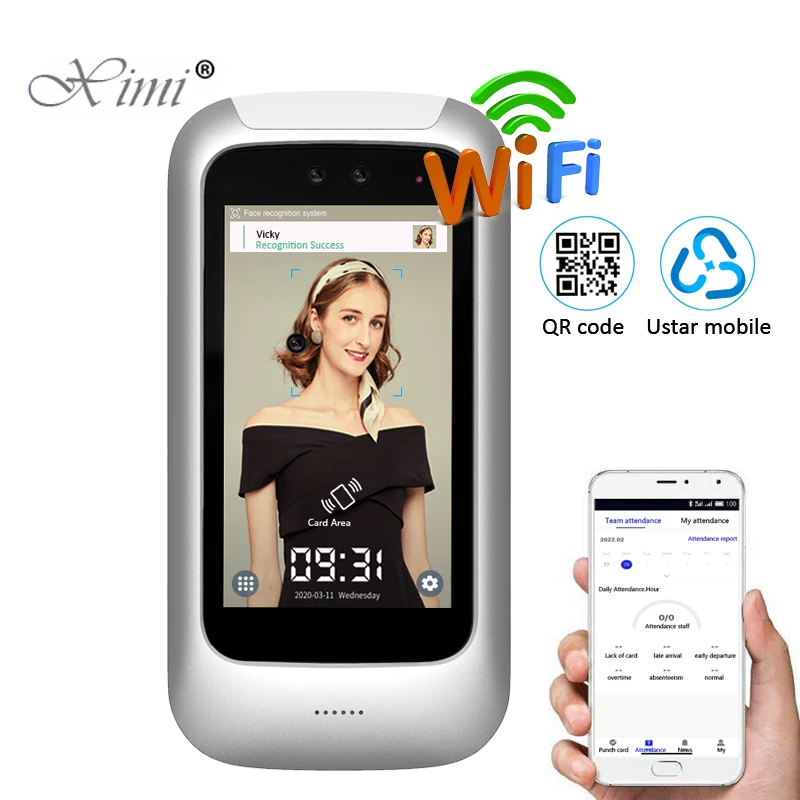 Linux WIFI AI Biometric Face QR Code RFID Card Recognition Mobile APP Time Attendance And Access Control Cloud System