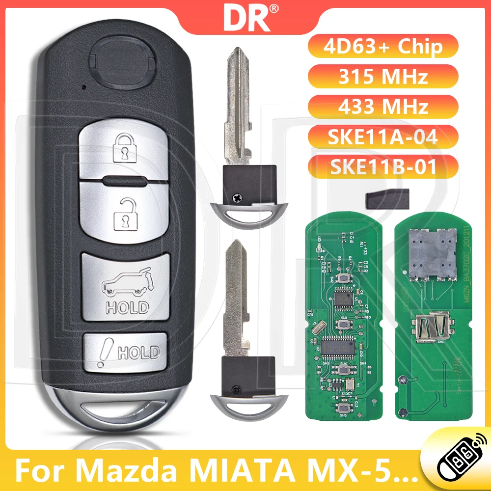 DR3 SKE11A-04 315 MHz 4D63 Chip SKE11B-01 433 MHz Upgrade Car Remote Control Smart Key For Mazda MIATA MX-5 CX-9 CX-7 2009-2015