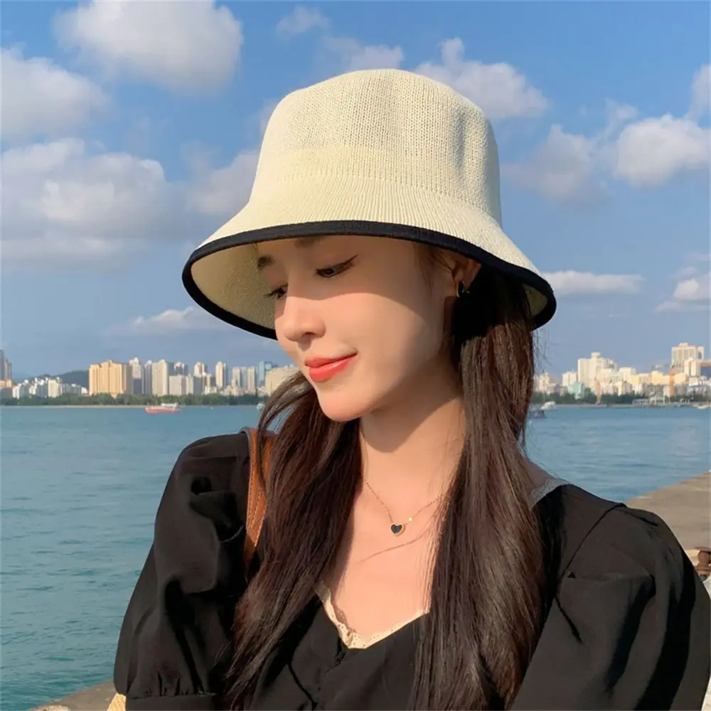 หมวกถักกันแดดแบบลำลองป้องกันรังสียูวีหมวกกันแดดแบบบางสำหรับฤดูร้อน