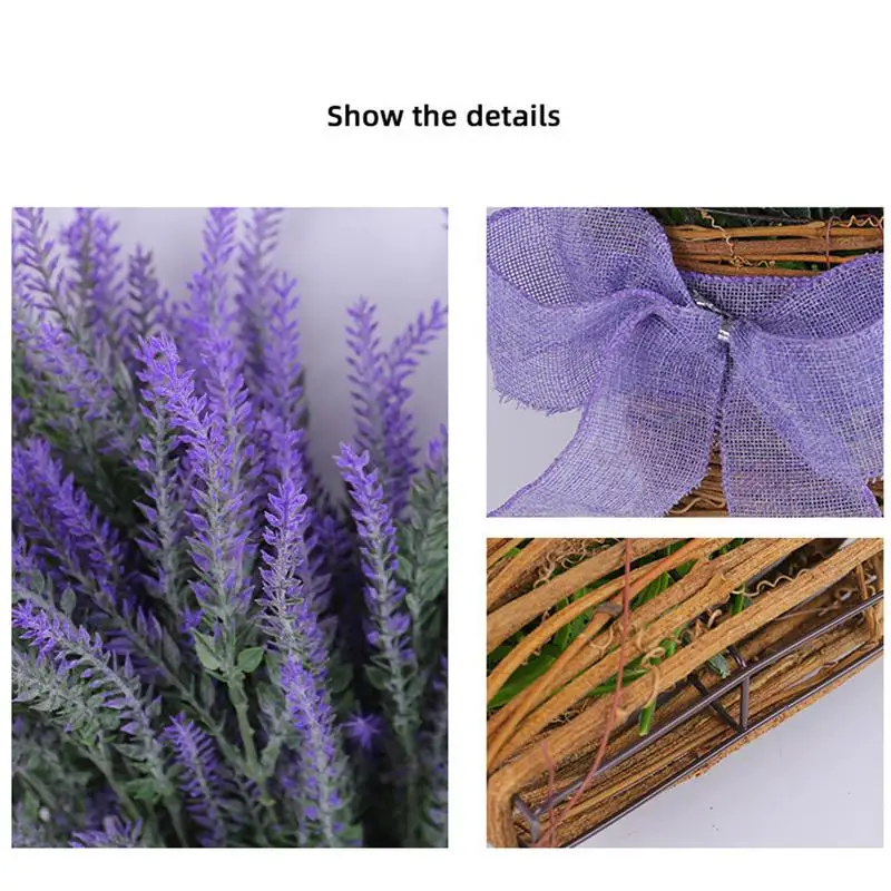 Lavender Door Wreath Flower Basket Decoration Lavender Flower Basket Wreath Farmhouse Rustic Seasonal Fake Hangings Plants