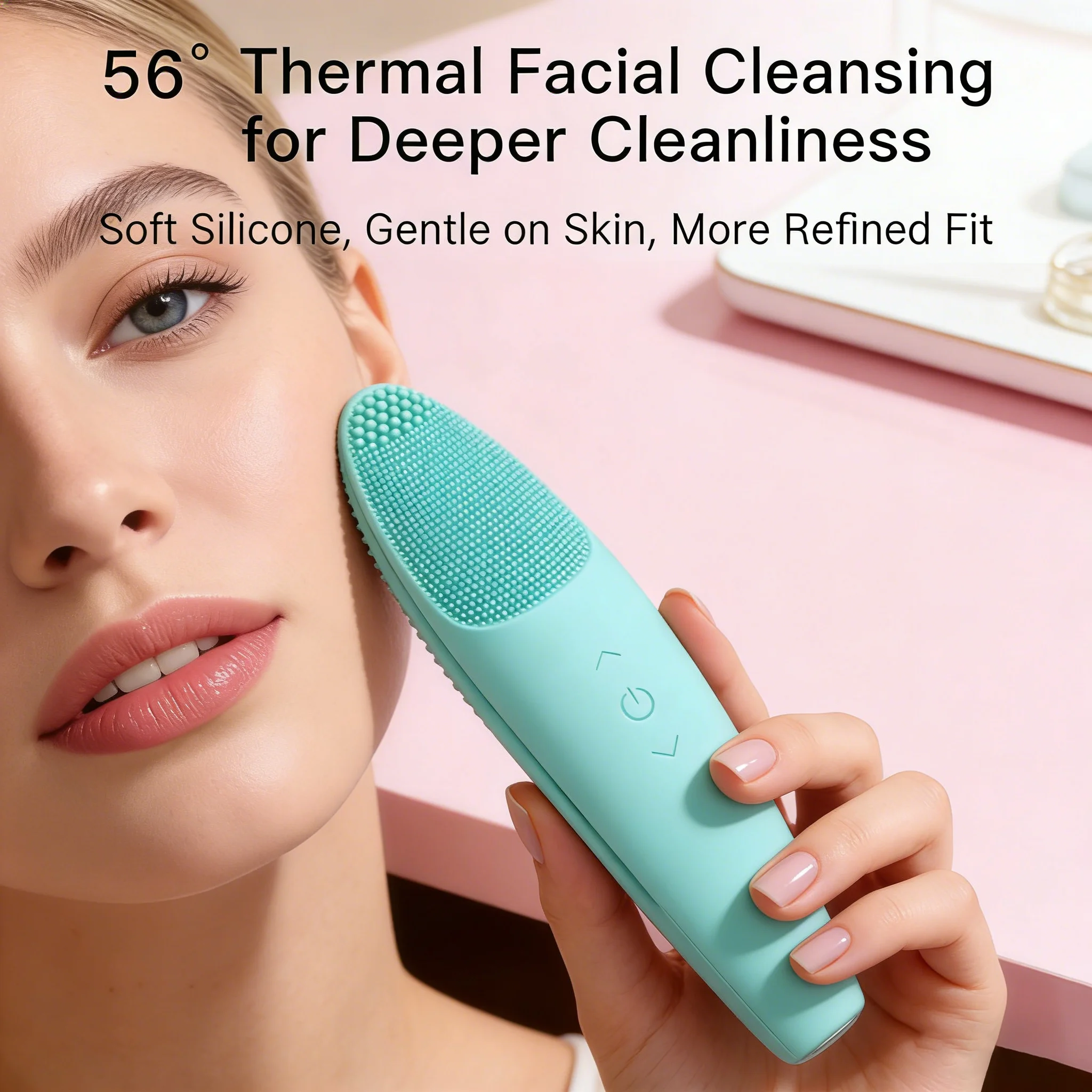 YUNCHI Verwarmingsreiniger Elektrisch Sonic Gezichtsreiniging Zorgapparaat Oplaadbare Peeling Vibrerende Massager IPX7 Waterdicht