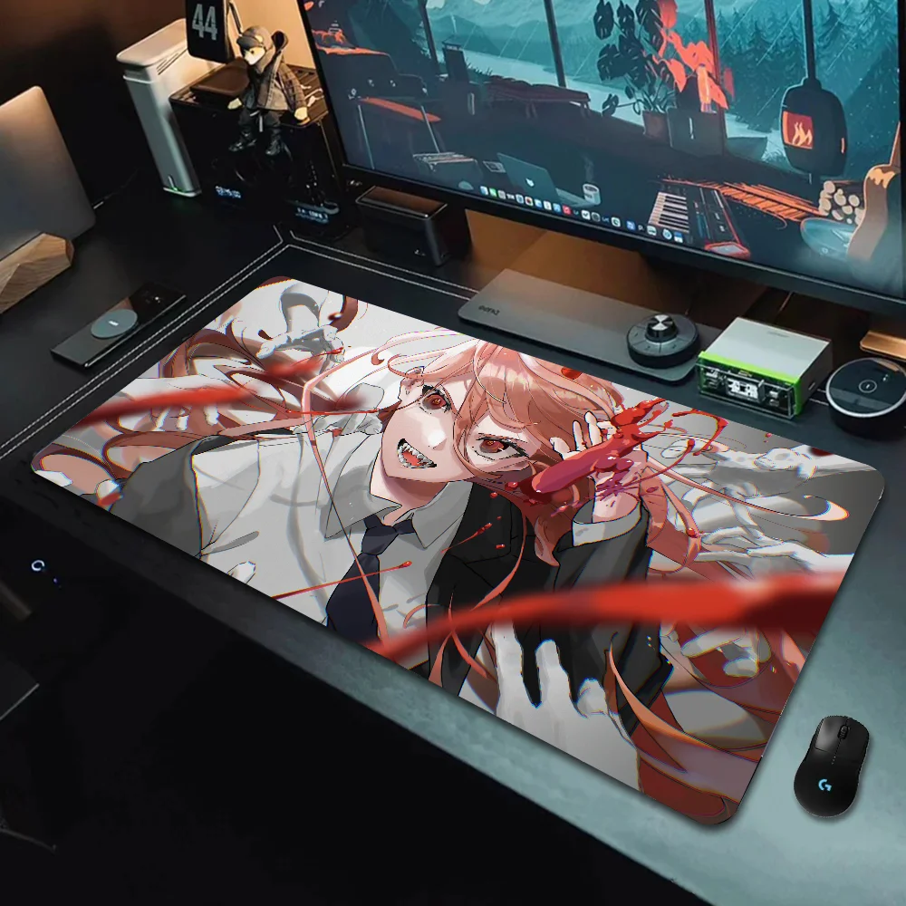 Anime Chainsaw Man Power Mousepad Large Gaming Mouse Pad LockEdge Thickened Computer Keyboard Table Desk Mat