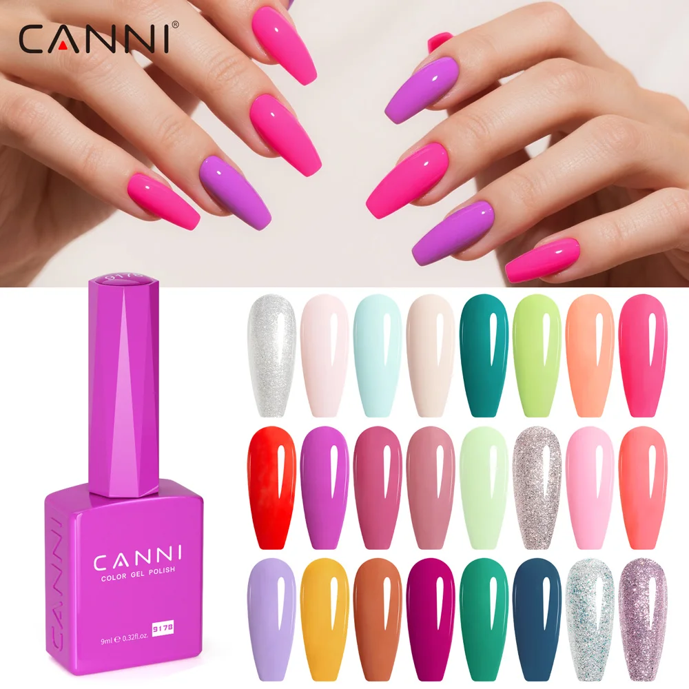 9ml CANNI CC8 Hema TPO Free Semi Permanent Nail Gel Polish Full Coverage Color Gel Varnish Long Wear Diamond Tempered Top Coat