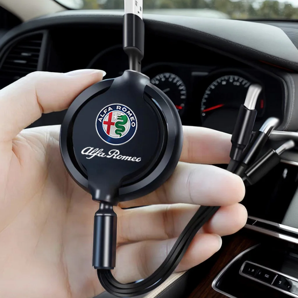 

2026 Горячая автомобильная наклейка Кабель для быстрой зарядки данных 100 Вт Многофункциональный шнур для передачи данных 3 в 1 для Alfa Romeo 159 Giulietta Stelvio 4C MITO