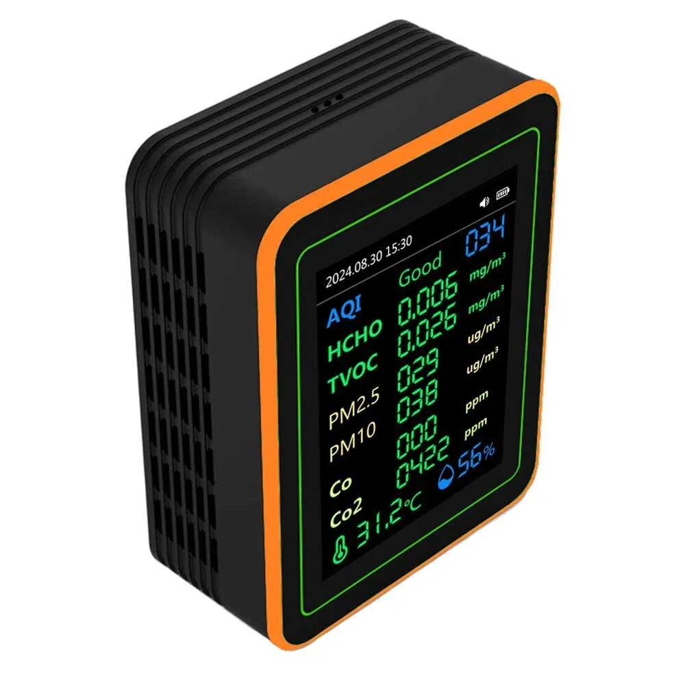 ZN-MT22 12-в-1 Монитор качества воздуха AQI CO2 CO Формальдегид TVOC PM2.5 PM10 Температура Влажность TFT-экран Аккумулятор 1200 мАч