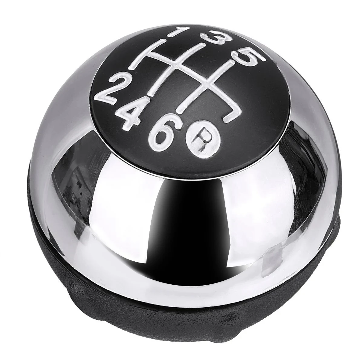 N30R_N1 6 Speed Gear Stick Shift Knob for Fiat 500 2012-2018 Bright Silver