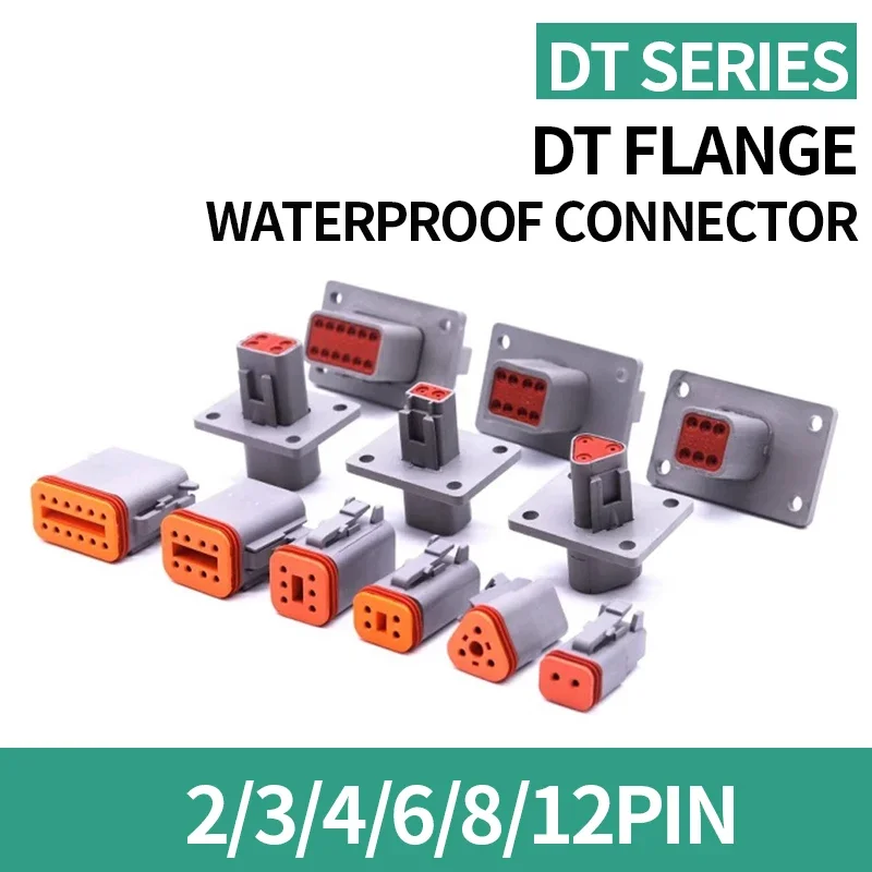 DT04-4P-L012 Deutsch flange type waterproof automotive connector 2P/3P/4P/6P/8P/12P  sheath  butt harness socket terminal