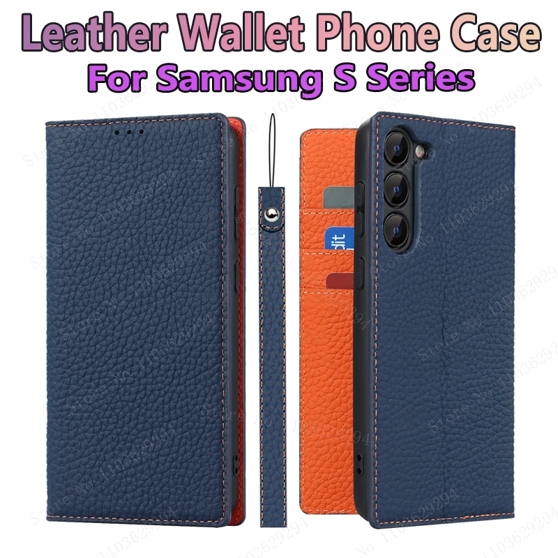 

Genuine Leather Flap Phone Case with Hanging Rope, Fit for Samsung Galaxy S24, S23, S22, S21, S20FE, S10, S24 Ultra, S23 Plus