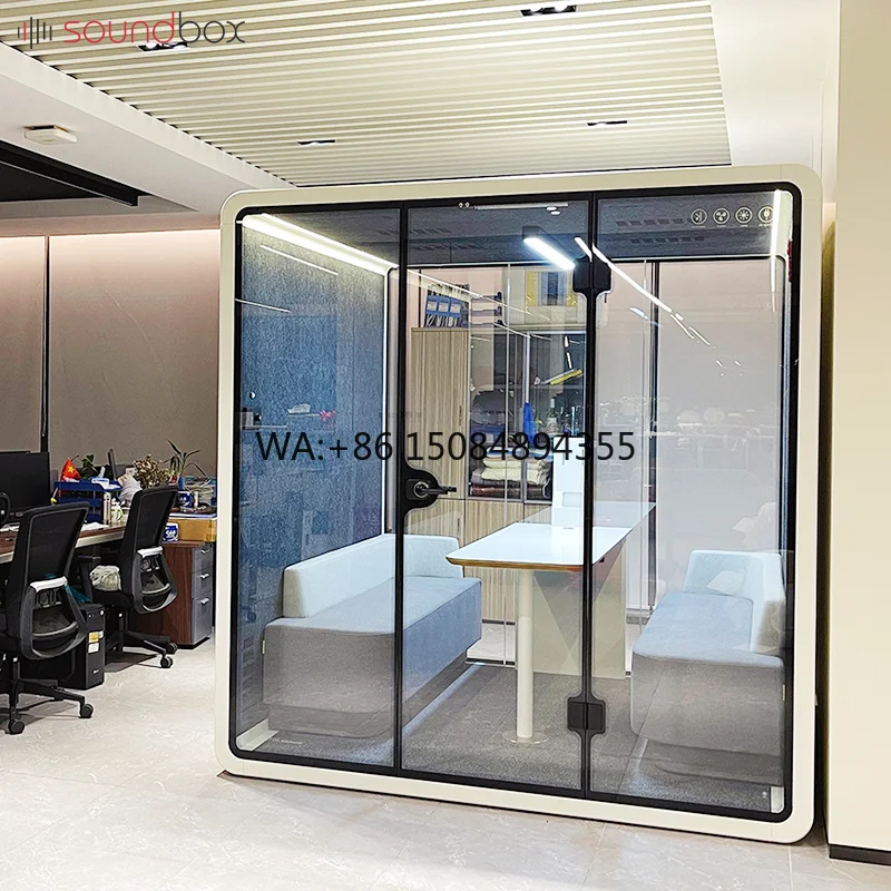 Soundbox Privacy Coworking Sound Isolation Phone Sound Proof Office Pod Booth Aluminum Silent Meeting Acoustic Cabin