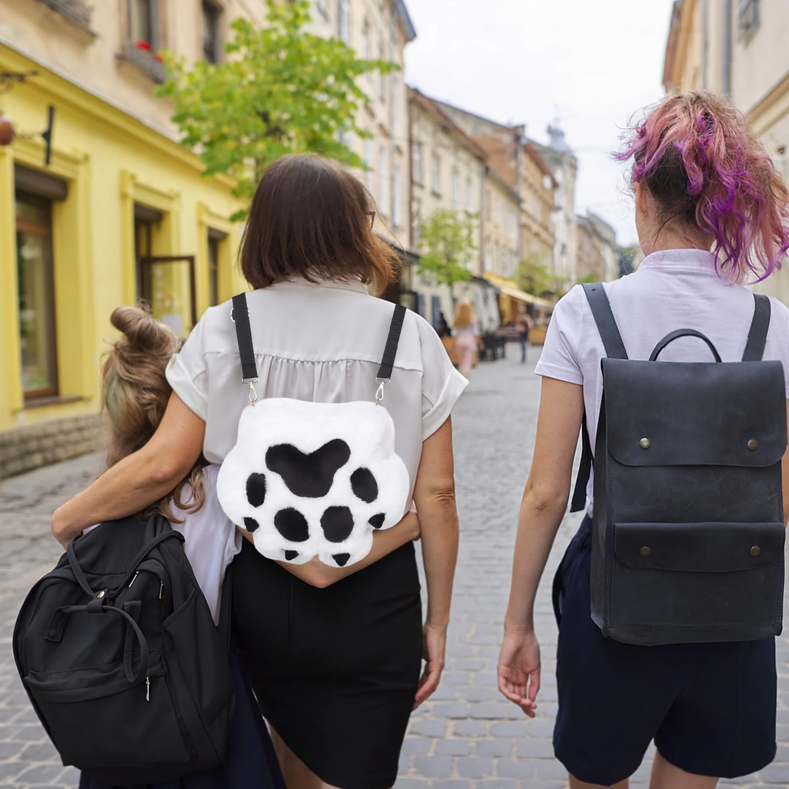 

Рюкзак с кошачьими лапами для девочек, мягкий уютный дизайн с кошачьими лапами, небольшой рюкзак для повседневного использования, косметичка, незаменимый плечевой ремень