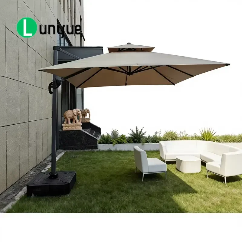 Square Aluminum Patio Umbrella Modern Roman Style Outdoor Beach Garden Hotel Dining Shade Custom Logo Print Durable