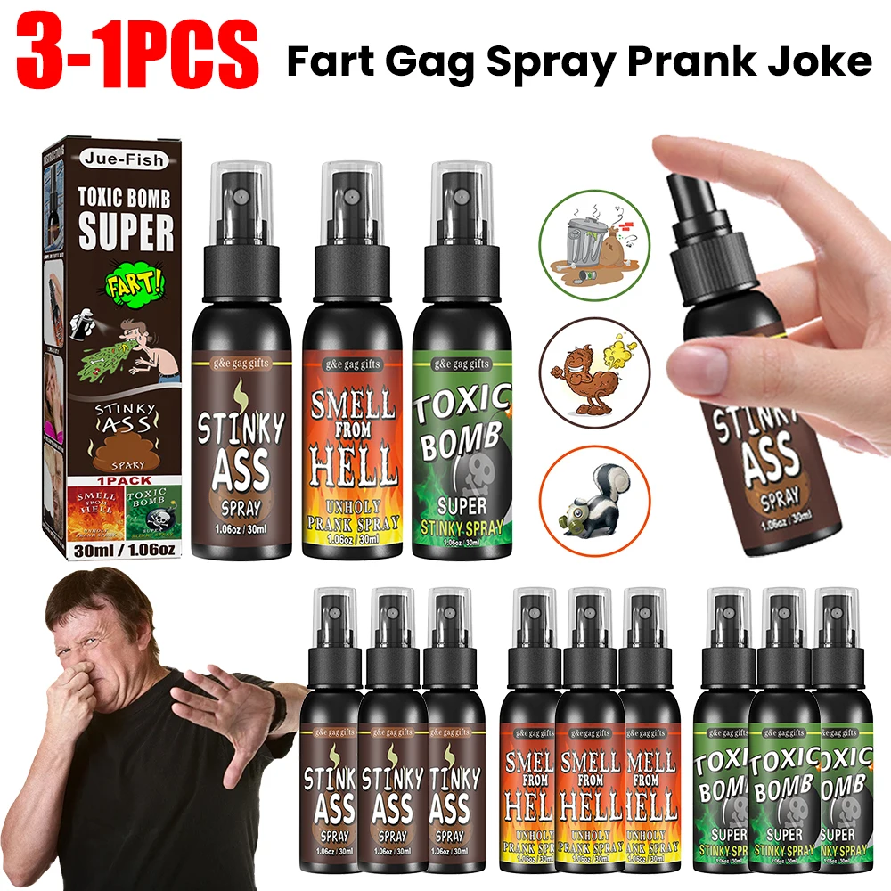 30ml Fart Gag Spray Prank Joke Plastic Spray Can Stink Party Supplies Stinky Fart for Adults Kids Non Toxic Halloween Funny Toys