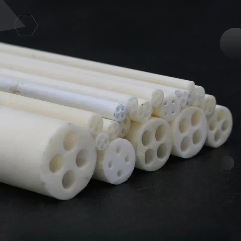 Disesuaikan 5 Buah Empat Lubang 99 95 Alumina Keramik Tabung Inti Isolasi Aluminium Oksida Lengan Pelindung 250Mm