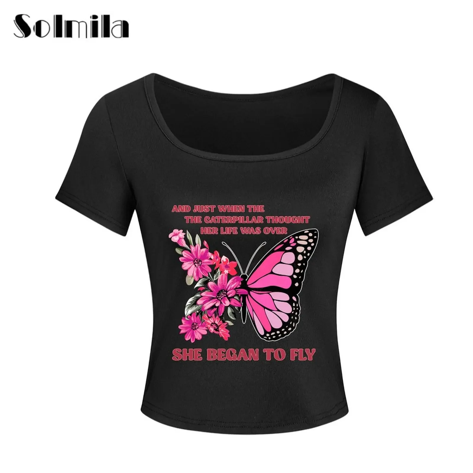 

Comfortable Fabric T-shirt Polyester Shirt Women T Shirt Daily Casual Women Clothing Korean Style Print T-shirt