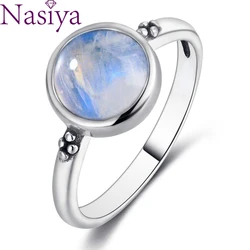 Nasiya Elegant Simple Moonstone Rings For Women Silver Moonstone Jewelry Anillos Wedding Anniversary Engagement Gifts