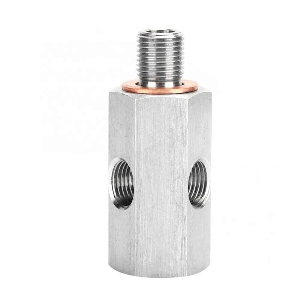 

304 Stainless Steel Oil Pressure Sensor Tee to 1/8" NPT Adapter M10X1.0 Turbo Supply Feed Line Gauge Accessories Adapter