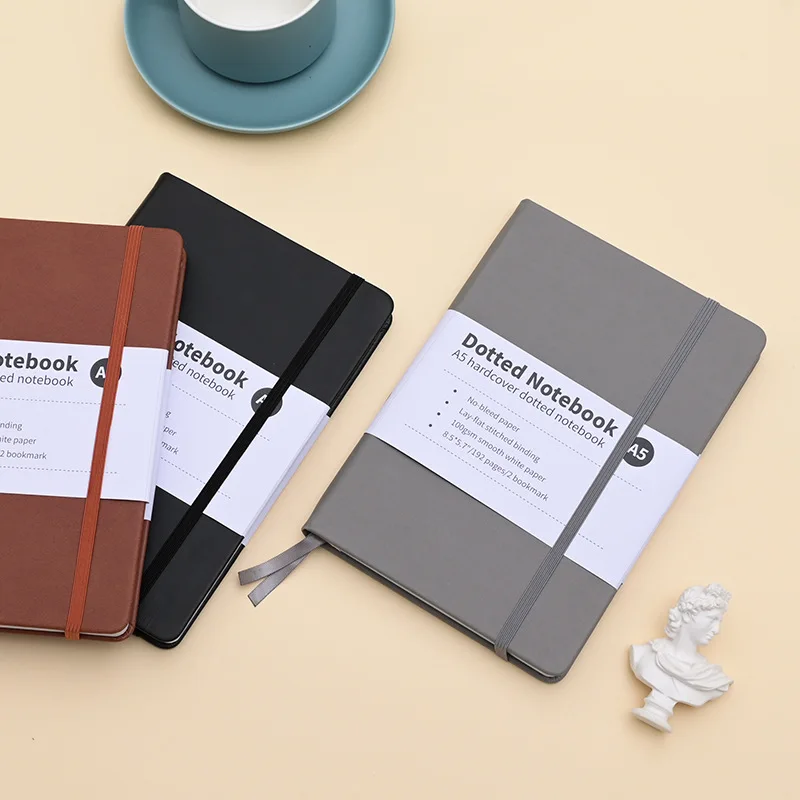 A5 Notebook 96 Sheets Classic Journal Dotted Paper Hard Cover Business Creative Elastic Band Notepad Diary Student Stationery