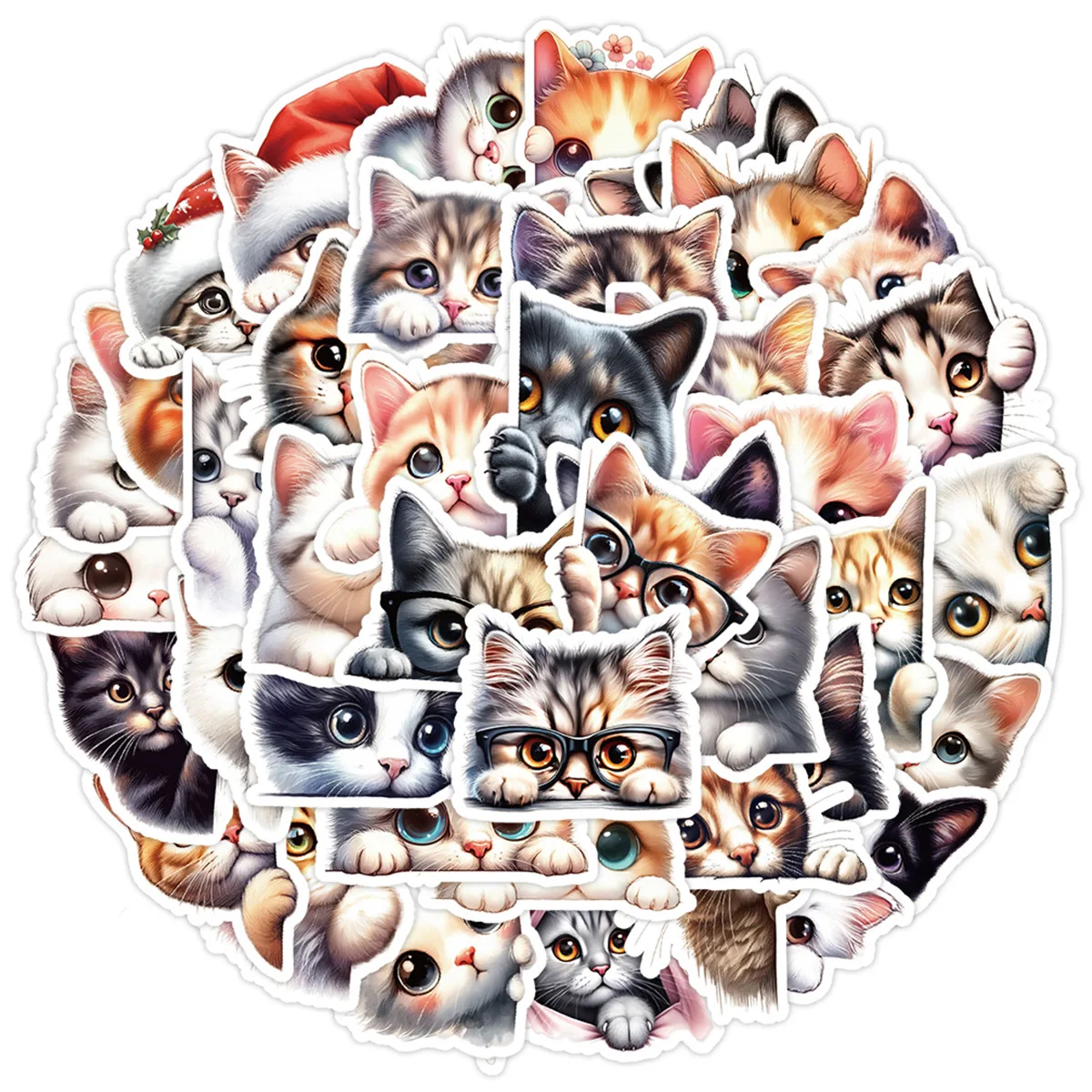 50PCS Cute Cat Stickers Kawaii Kitten Meme Graffiti Kids Toys Suitcase Fridge Laptop Guitar Car Bike Cartoon Decals Decoration