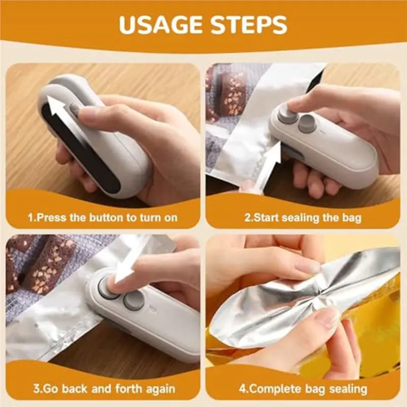 VELIF-Resealing Machine, Mini Bag Sealer, Upgraded 2 In 1 Rechargeable Portable Bag Sealing Device For Travel