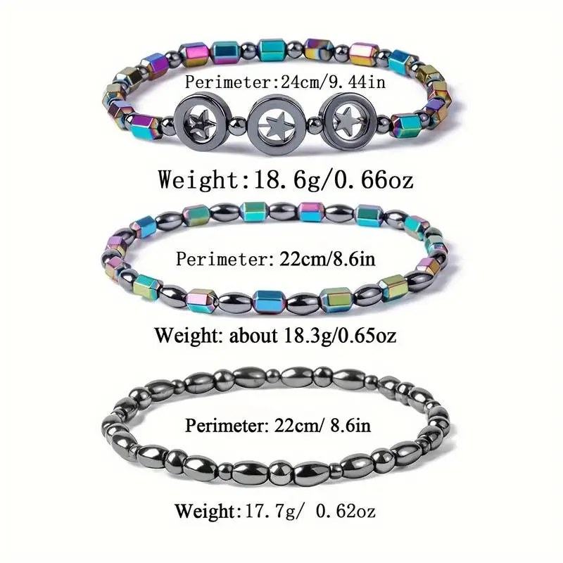 1/2/4/6Pcs Hematite Ankle Bracelet Colorful Elastic Anklet Bohemian Summer Beach Clothing Accessories Energy Hematite Jewelry