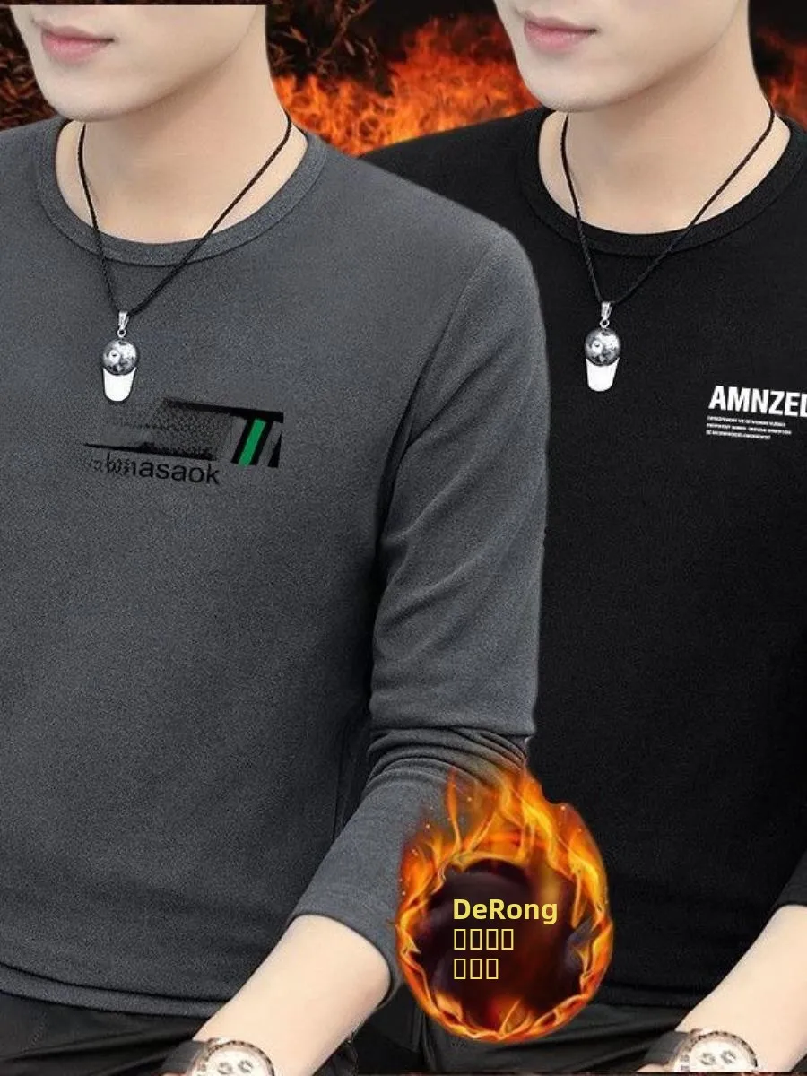 

Men's Thermal Double-sided Fce Thi Long Sve round Ne T-irt Underwear Set Autumn Winter Warm Comfortable Body ape